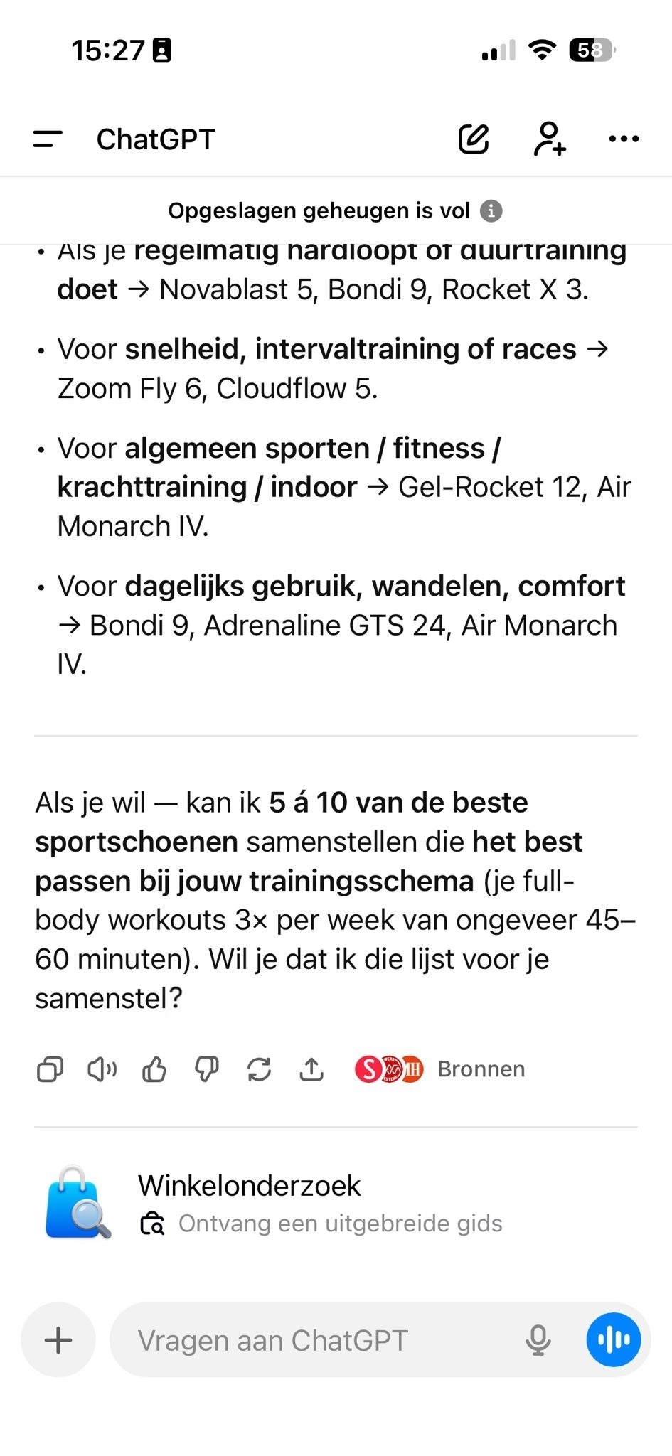 Screenshot van een chat met ChatGPT