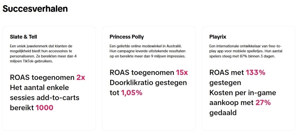 Succesverhalen van bedrijven die direct in hebben gespeeld op TikTok Search Ads.
