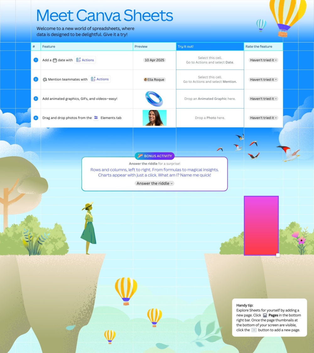 Canva sheets