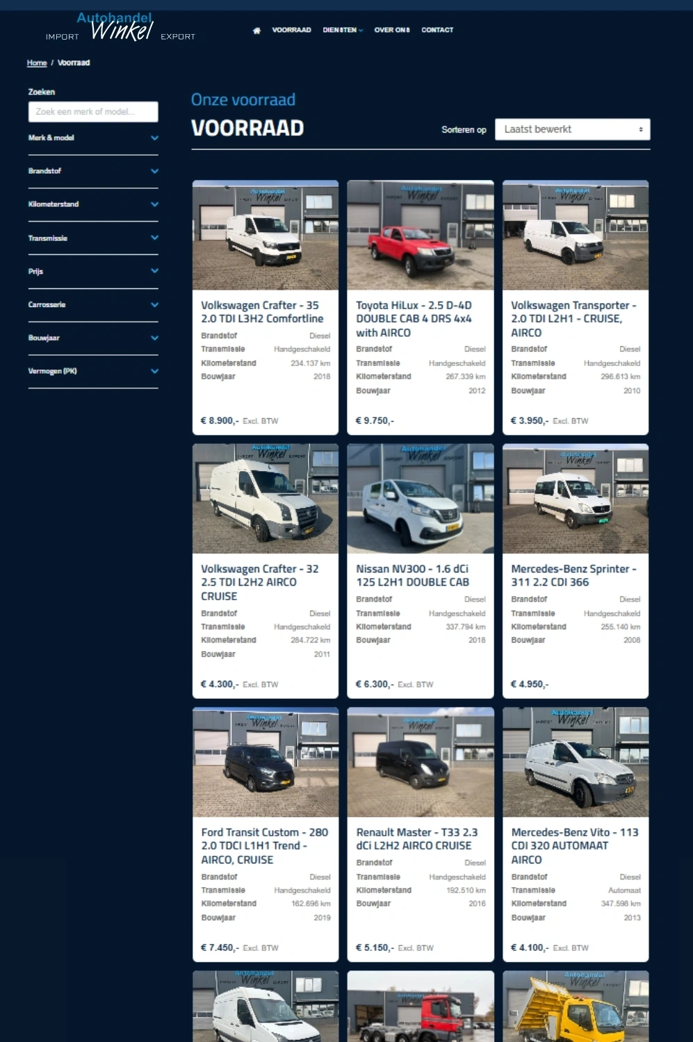 Webshop autohandel winkel