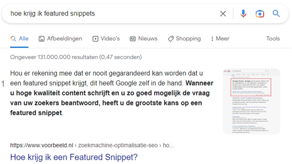 featured snippets