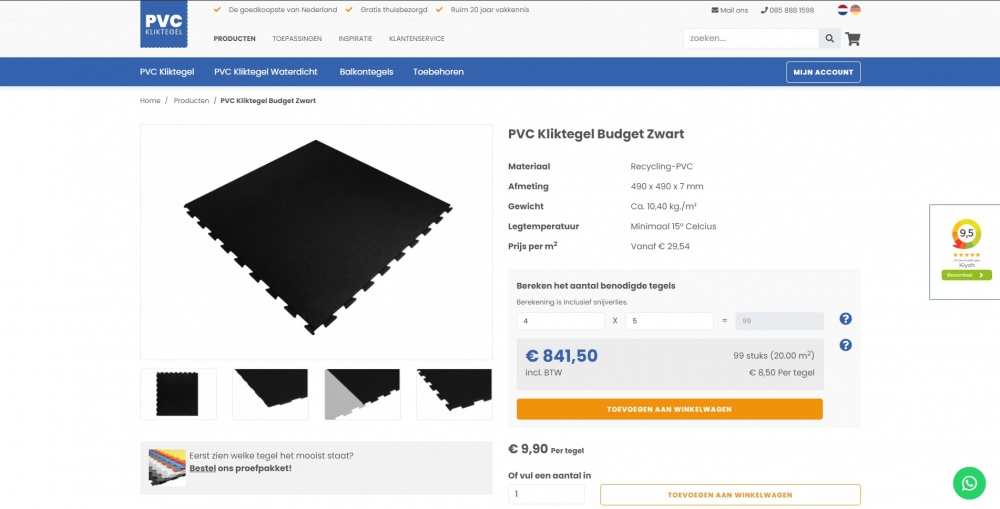 Tegelcalculator PVC Kliktegel