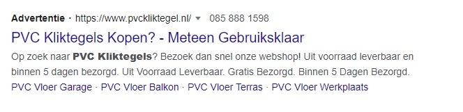 Voorbeeld advertentie Search Engine Advertising